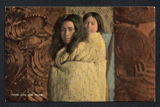 Coloured Postcard of Maori Girl and Child. - 49723 - Postcard