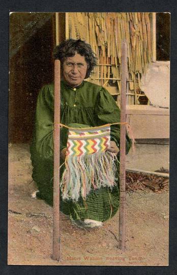 Coloured Postcard of Maori Wahine weaving Taniko - 49737 - Postcard