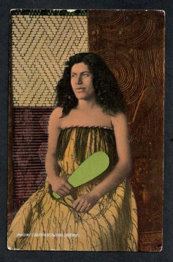 Coloured Postcard of Maori Woman with Mere. - 49741 - Postcard