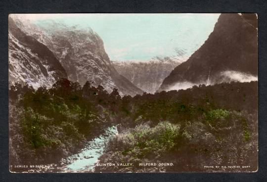 Postcard of the Clinton Valley Milford Sound. Tinted sky. - 49827 - Postcard