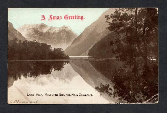 Coloured postcard of Lake Ada Milford Sound. A Xmas greeting. Dull corners. - 49867 - Postcard