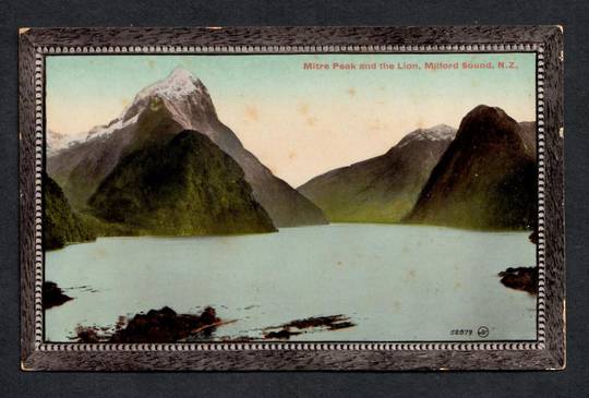 Coloured postcard of Mitre Peak and the Lion Milford Sound. - 49871 - Postcard