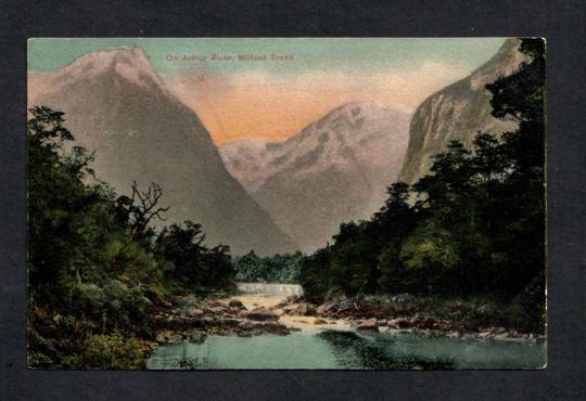 Coloured postcard of Arthur River Milford Sound. - 49873 - Postcard