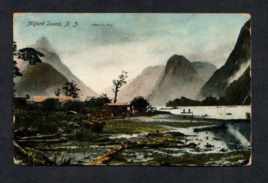 Coloured postcard of Milford Sound. Early Tanner card. - 49874 - Postcard