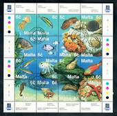 MALTA 1999 Marine Life of the Merditerranean. Sheetlet of 16. - 50020 - VFU