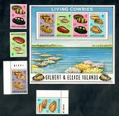 GILBERT & ELLICE ISLANDS 1975 Cowrie Shells. Set of 4 and miniature sheet. - 50052 - UHM