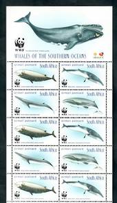 SOUTH AFRICA 1998 Endangered Species. Whales of the Southern Ocean. Sheetlet of 10. - 50092 - UHM