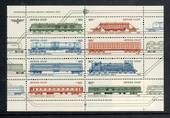 RUSSIA 1985 Railway Locomotives and Rolling Stock. Sheetlet of 8. - 50107 - UHM