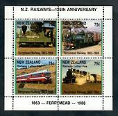 NEW ZEALAND 1988 Ferrymead Railway miniature sheet issued for the 125th Anniversary of New Zealand Railways. - 50127 - FU