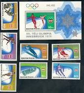 HUNGARY 1975 Winter Olympic Games Innsbruck. Set of 7 and miniature sheet. - 50139 - UHM