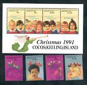 COCOS (KEELING) ISLANDS 1991 Christmas. Set of 4 and miniature sheet. - 50196 - UHM