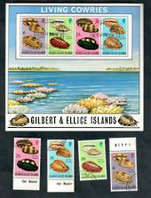 GILBERT & ELLICE ISLANDS 1975 Cowrie Shells. Set of 4 and miniature sheet. - 50290 - VFU