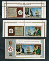 COOK ISLANDS 1976 Bicentenary of the American Revolution. Set of 2 and miniature sheet. Scott 445-447 $US 31.00 - 50321 - UHM