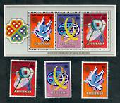 AITUTAKI 1983 World Communications Year. Set of 3 and miniature sheet. - 50405 - UHM