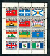 CANADA 1979 Canada Day Flags. Sheetlet of 12. Sheetlet hinged but stamps untouched. - 50623 - UHM