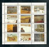 CANADA 1984 Canada Day Paintings by Jean Paul Lemieux.  Sheetlet of 12. Sheetlet hinged but stamps untouched. - 50624 - UHM