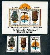 FRENCH POLYNESIA 1980 Third South Pacific Arts Festival. Set of 3 and miniature sheet. - 50626 - UHM