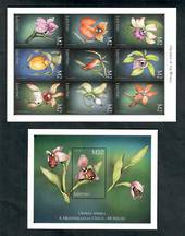 LESOTHO 1999 Orchids. Sheet of 9 and miniature sheet. - 50698 - UHM