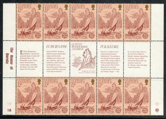 GUERNSEY 1981 Europa. Set of 2 in blocks of 10 being 5 gutter pairs each. The gutters have important information. - 50773 - UHM