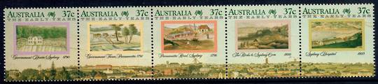 AUSTRALIA 1988 Bicentenary of the Settlement of Australia. Twelfth series. The Early Years. Paintings. Strip of 5. - 50778 - UHM