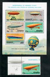 PENRHYN 1983 Bicentenary of Manned Flight. Set of 5 and miniature sheet. - 50838 - UHM