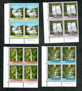 NEW ZEALAND 1976 Waterfalls. Set of 4 in Plate Blocks of 4. - 50857 - UHM