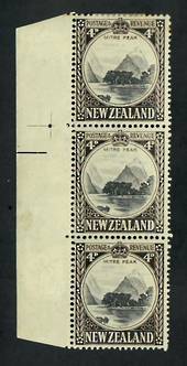 NEW ZEALAND 1935 Pictorial 4d Mitre Peak. Row 4/1 and 6/1 re entries. - 51023 - Mint