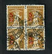 SWITZERLAND 1921 Definitive Surcharge 5c on 3c Ochre. Block of 4. Cancel Lausanne Gare. - 51086 - Used