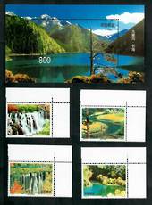 CHINA 1998 World Heritage Site. JiuzHaigau Nine Village Valley. Set of 4 and miniature sheet. - 51143 - UHM