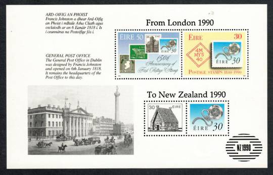 IRELAND 1990 Booklet Pane overprinted for the New Zealand 1990 International Stamp Exhibition. Not listed by SG but refer their