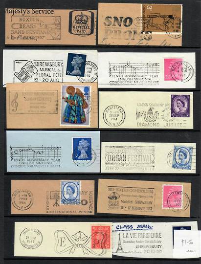 GREAT BRITAIN 1953-1980 Selection of 12 postmarks relating to Music Theme. - 51351 - Postmark