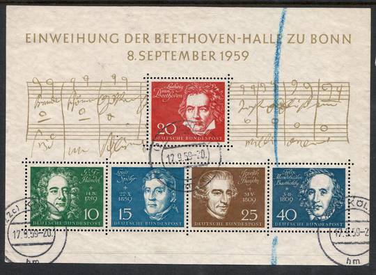 WEST GERMANY 1959 Inaugueration of Beethoven Hall Bonn. Miniature sheet. Registration Crayon. - 51721 - FU