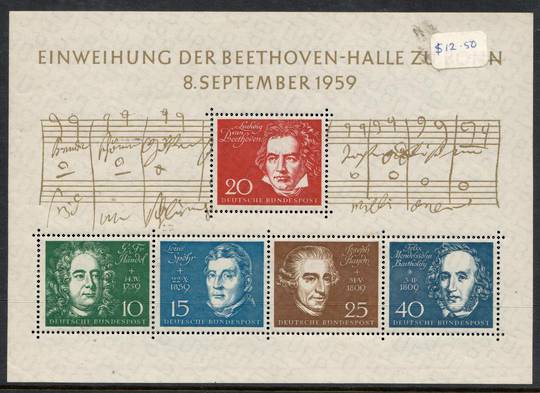 WEST GERMANY 1959 Inaugueration of Beethoven Hall Bonn. Miniature sheet. - 51722 - UHM