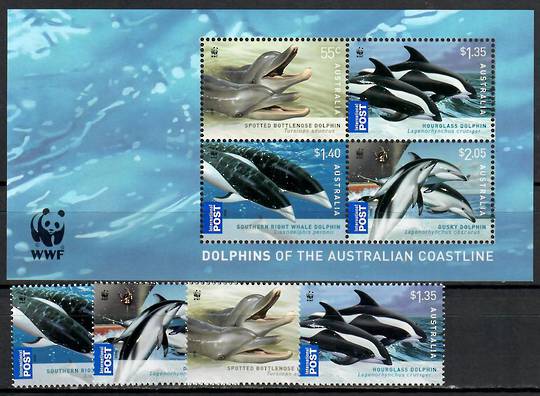 AUSTRALIA 2009 Dolphins. Set of 4 and miniature sheet. - 51781 - UHM