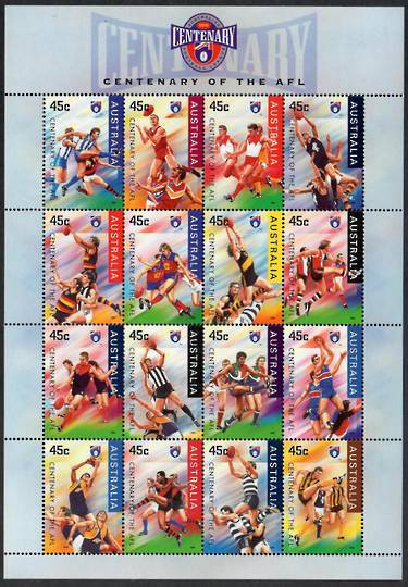 AUSTRALIA 1996 Centenary of the Australian Football League. Sheetlet of 16. - 52000 - UHM