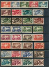 FRENCH GUINEA 1938 Definitives. Set of 33. Mostly in fine mint condition with gum removed as is common. Two of the values are ni