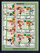 PENRHYN 1982 World Cup Football Championship. Set of 9 in strips of 3 and the miniature sheet. - 52031 - VFU