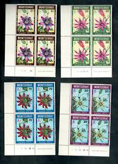 MONTSERRAT 1973 Easter Pasiion-Flowers. Set of 4 in plate blocks of 4. - 52120 - UHM