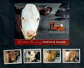 NORFOLK ISLAND 2008 Cattle Breeds. Set of 4 and miniature sheet. - 52199 - UHM