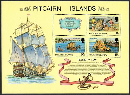 PITCAIRN ISLANDS 1978 Bounty Day. Set of 3 and miniature sheet. - 52323 - UHM