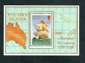 PITCAIRN ISLANDS 1988 Bicentenary of the Settlement of Australia. Miniature sheet. - 52326 - UHM