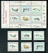 GREENLAND 1991 Marine Mammals. Set of 6 and miniature sheet. - 52427 - UHM