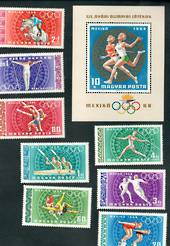 HUNGARY 1968 Olympics. Set of 8 and miniature sheet. - 52428 - UHM