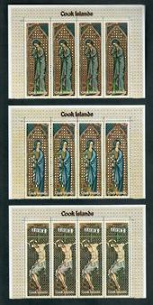 COOK ISLANDS 1972 Easter. Set of 3. Top half of the sheet (4 of each stamp). - 52449 - UHM
