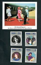 SAMOA 1985 Life and Times of Queen Elizabeth the Queen Mother. Set of 4 and miniature sheet. - 52538 - UHM