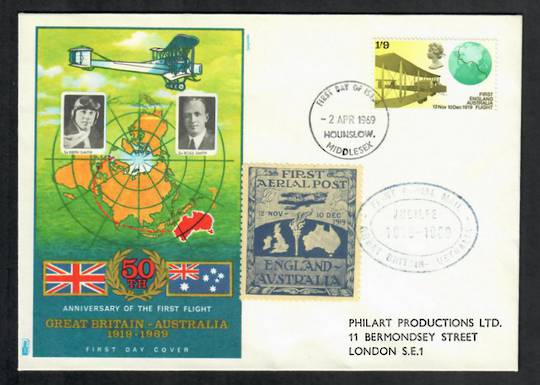 GREAT BRITAIN 1969 50th Anniversary of the First Flight England to Australia. Tied cinderella. - 530121 - PostalHist