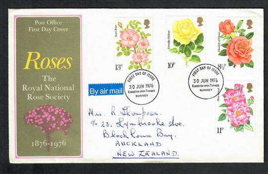 GREAT BRITAIN 1976 Roses. Set of 4 on first day cover. - 530304 - FDC