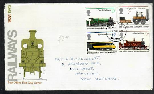 GREAT BRITAIN 1975 150th Anniversary of the First Public Railways. Set of 4 on first day cover. - 530328 - PostalHist