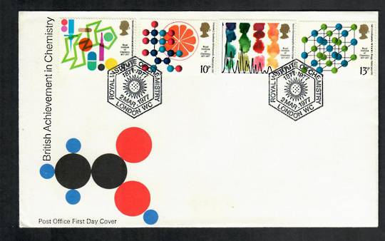 GREAT BRITAIN 1977 Centenary of the Royal Institute of Chemistry. Set of 4 on first day cover. - 530334 - FDC