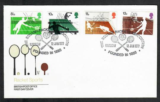 GREAT BRITAIN 1977 Racket Sports. Set of 4 on first day cover. - 530335 - FDC
